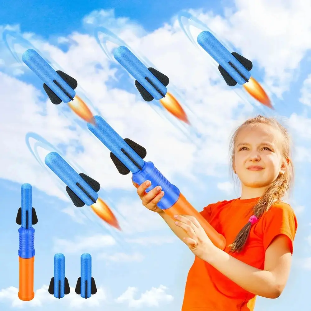 Hot Sales Hand-Propelled Rocket Launcher Toy Set Foam Rocket Child Outdoor Birthday Gift Funny Summer Garden Game Party Discount