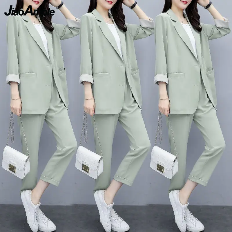 Damen elegante profession elle Kleidung 2024 Frühling Herbst neue Hosenträger Anzug Jacke Hosen dreiteilige koreanische Mode Blazer Set