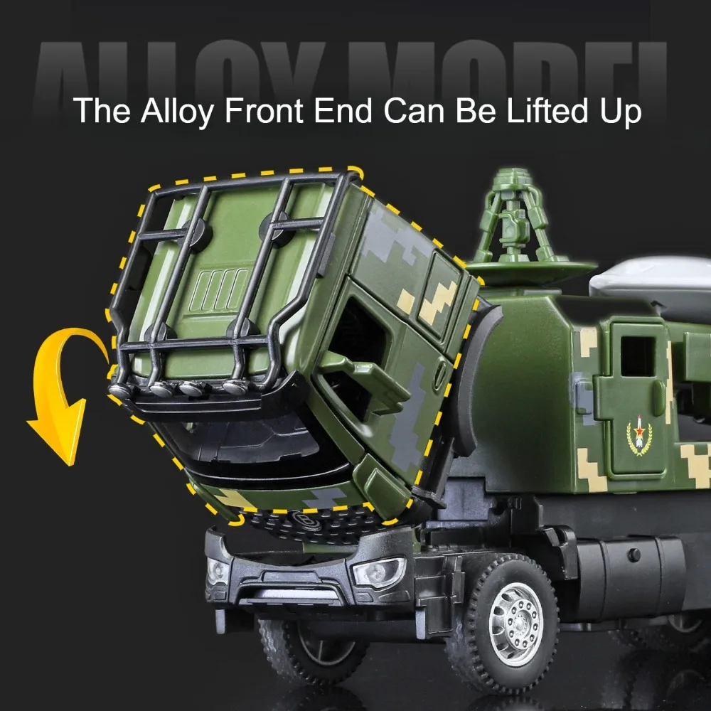 1:35 ATTACK-11 Drone Launch Vehicles Diecast Alloy Model Toys Cars Sound Light Pull Back Doors Opened Models Child Holiday Gifts