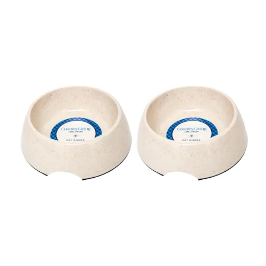 Set of 2 Bamboo Dog Bowls Naturally Sourced Bamboo Design, Non-Toxic, Durable, Dishwasher and Microwave and Pet- Feeding Dish,