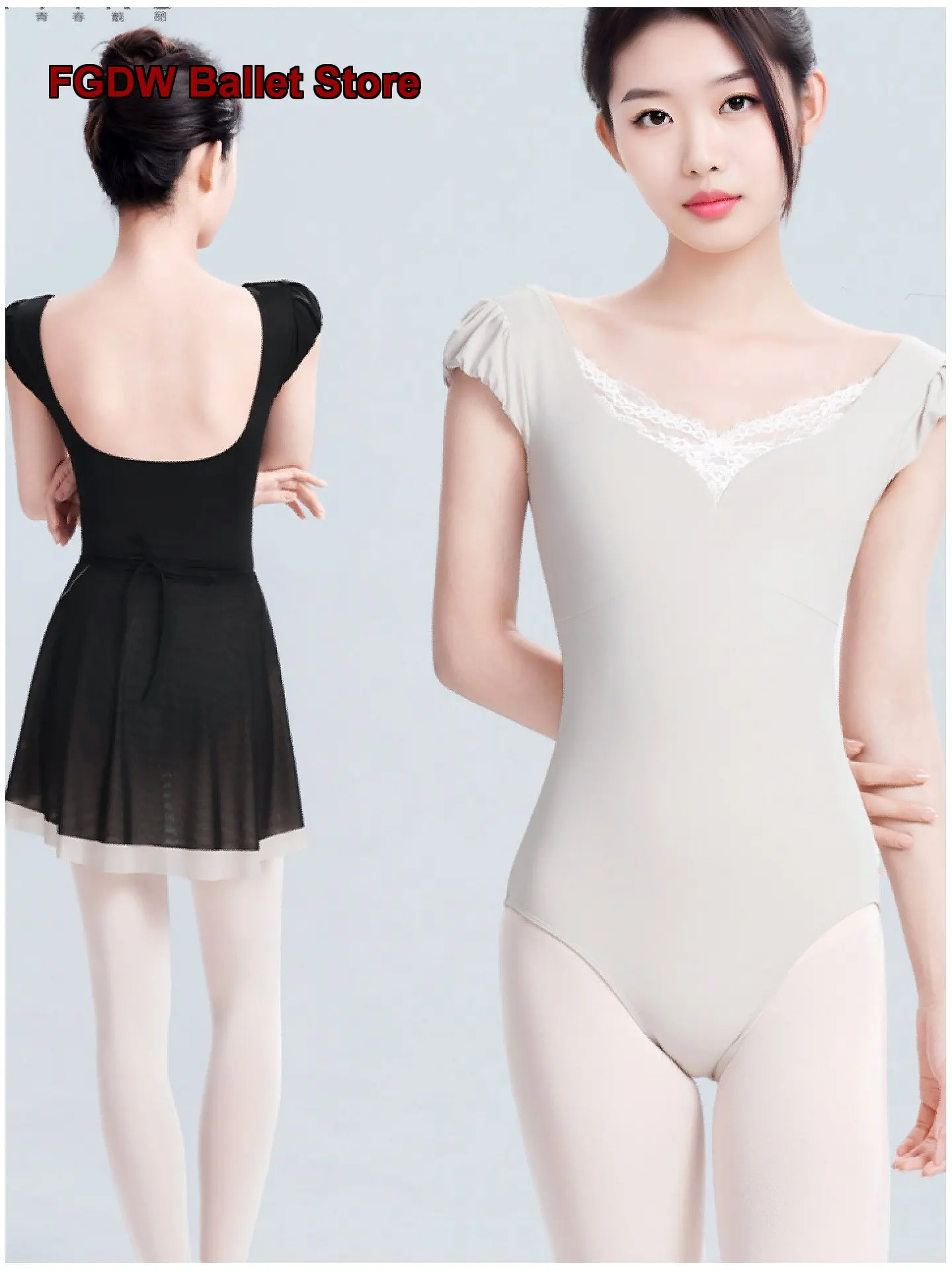 Women's Summer Dance Dress Floral Sleeves Yoga High Stretch Body Suit Gymnastics Leotard Practice Leotard Unitard