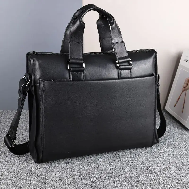 Men's briefcase, lawyer's bag, commuting handbag, top layer cowhide computer bag, portable, wear-resistant and waterproof