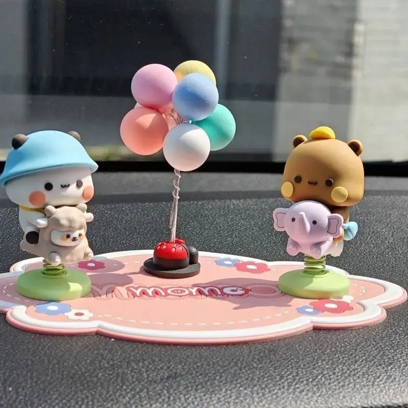 Adorável panda uma duas bonecas figura colecionável bonito dos desenhos animados decoração de mesa carro ornamento brinquedo colecionáveis presentes populares