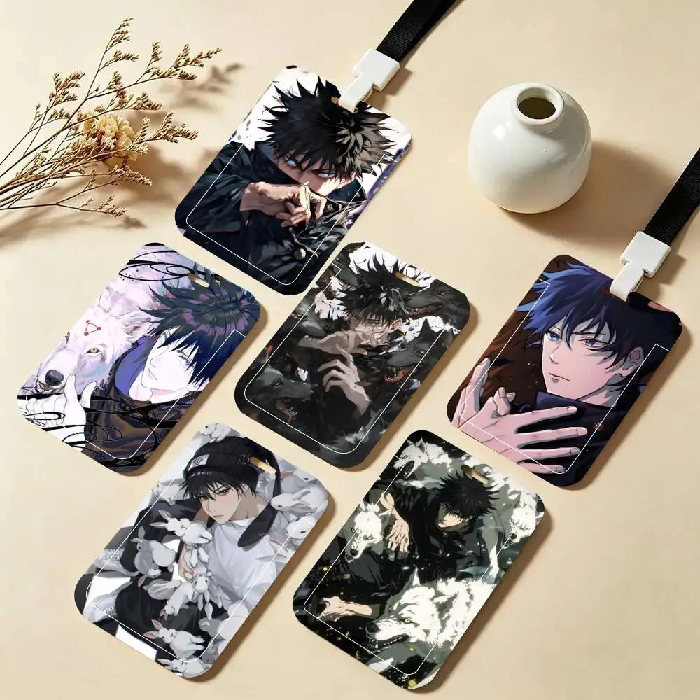 Anime Fushiguro Megumi ID Card Holder Neck Strap Pendant Door Badge Holder Lanyards Keychain Work Credential Case Gift