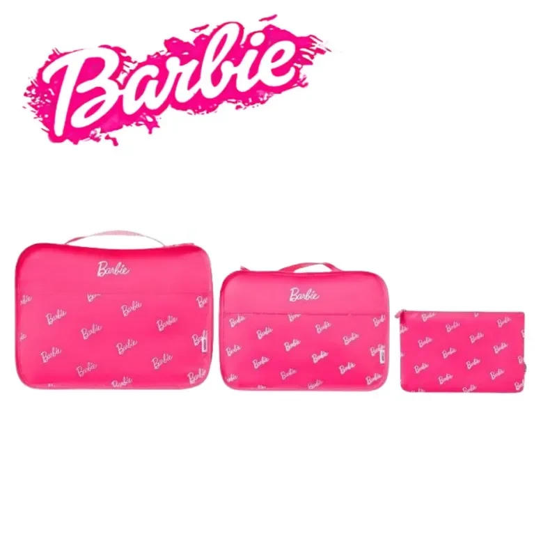 Anime Miniso Barbie Storage Bag Cartoon Women's Fashion Portable Clothing Shopping Bag Kawaii Casual Large Capacity Cosmetic Bag