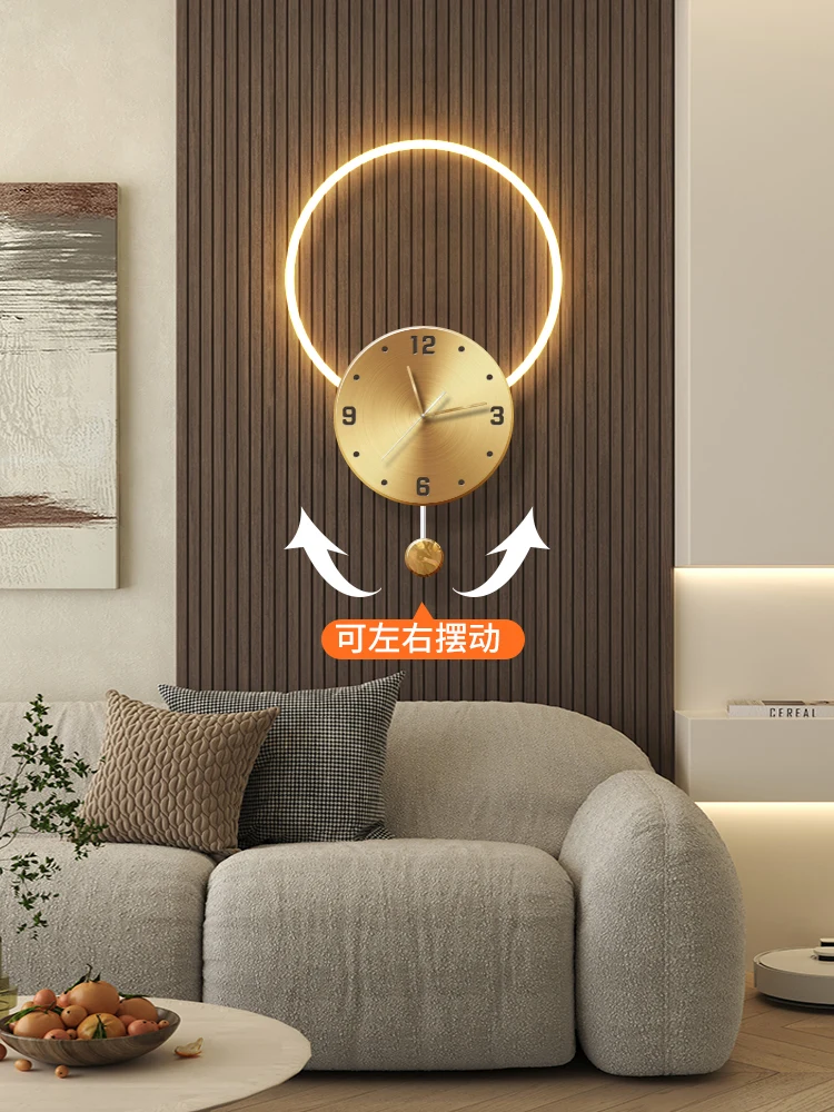 Modern light luxury living room luminous pendulum clock TV background wall stereo clock LED