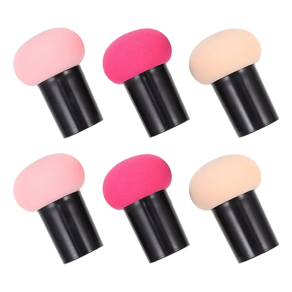 6 stuks Paddestoel Hoofd Spons Dual Use Foundation Bladerdeeg Droge Natte Make-up Crème Applicator Set Droge Natte Make-up Spons