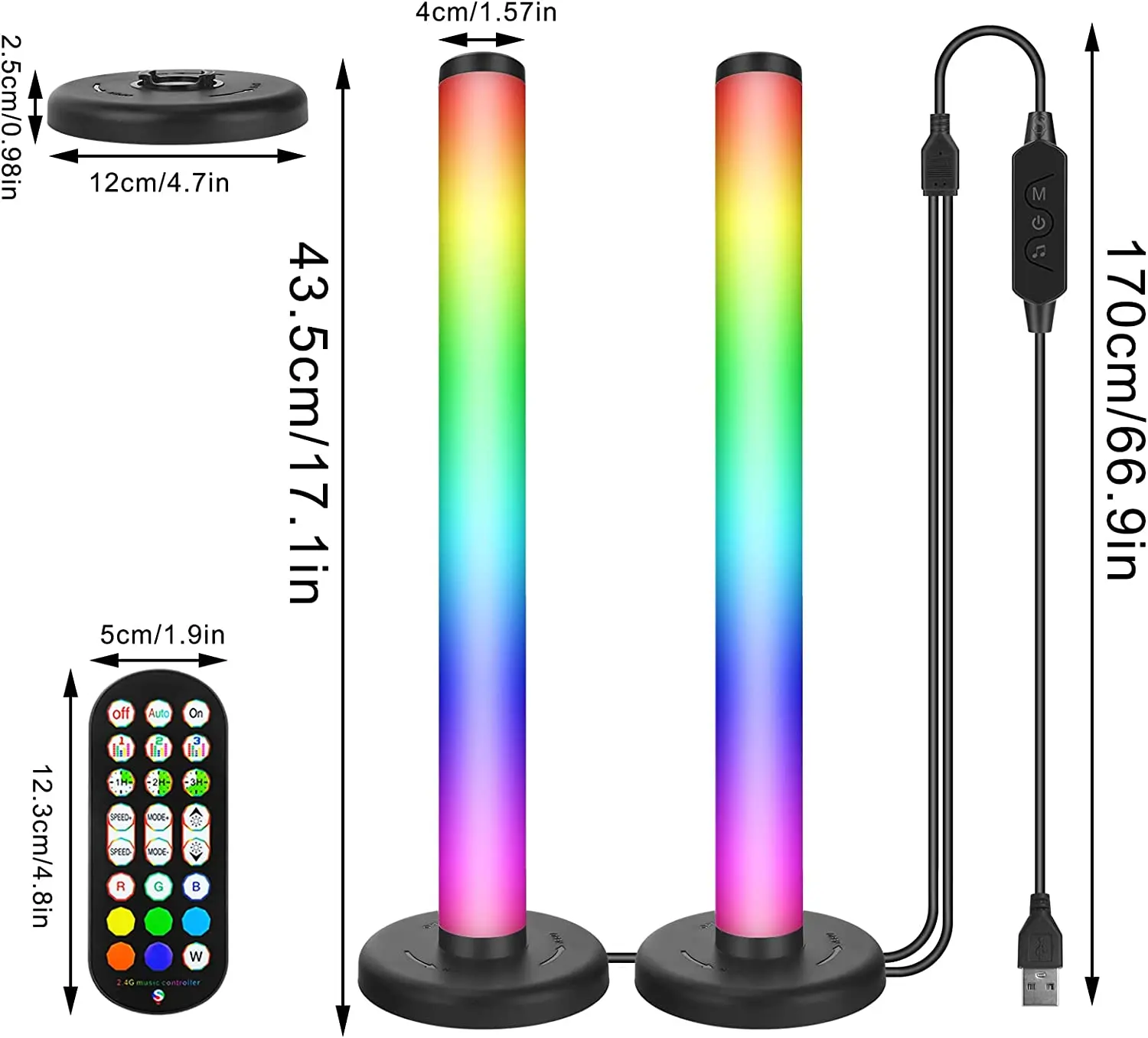 Smart 360° LED Light Bar Bluetooth RGB Atmosphere Lamp Music Sync TV Computer Gaming Light Room Decoration Nightlights Desktop