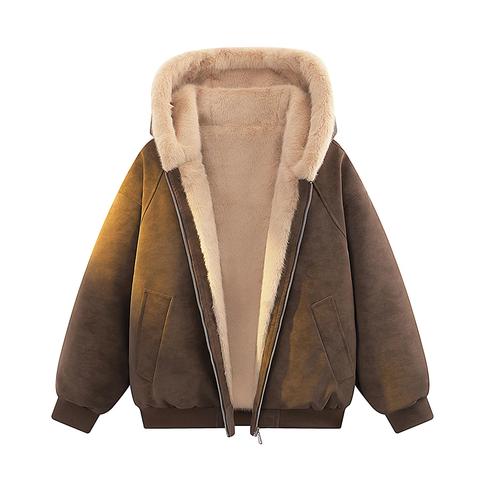 الشتاء الرجال عارضة معطف مقنع دافئ في الهواء الطلق سميكة يندبروف وسادة مبطنة أزياء الرجال ارتداء بلون فضفاض السترات #3