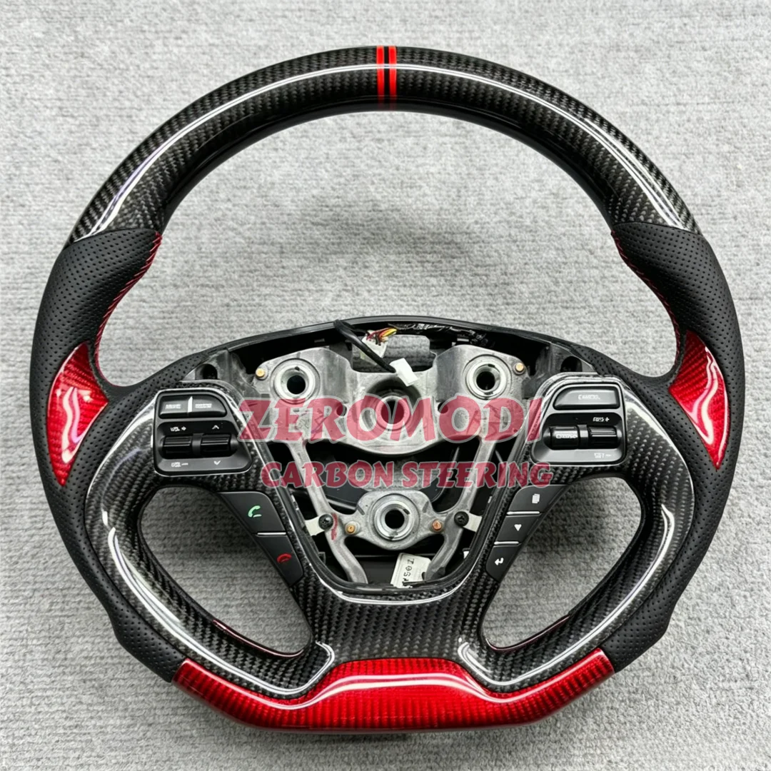 

Flat Bottom 100% Real Carbon Fiber Steering Wheel For Kia K2 K3 K3S 2015-2017 Perforated Leather Replacement