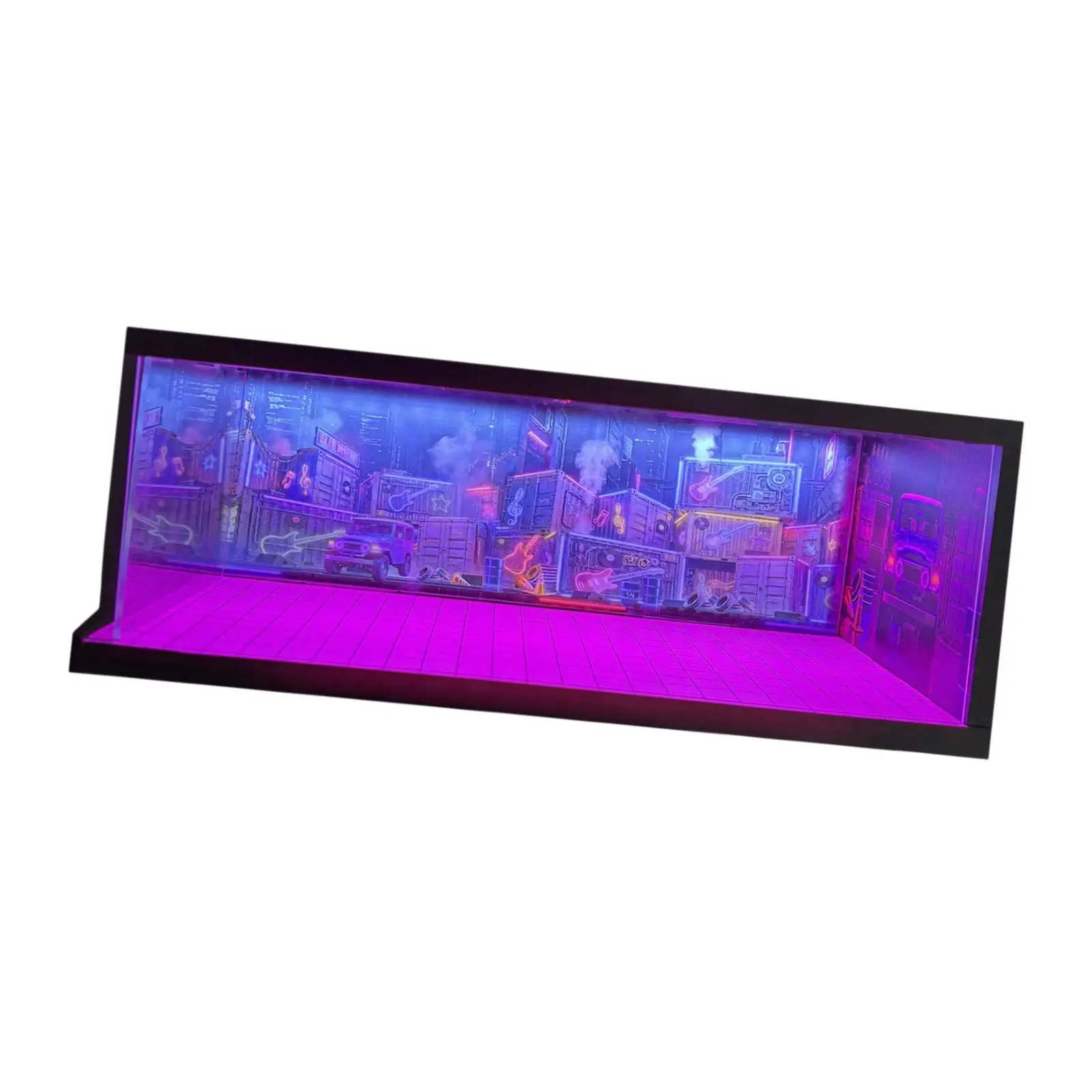 1/64 Scale Model Car Display Case LED Lighting for Collection Present Storage Parking Lot Scene Acrylic Cover for Gift