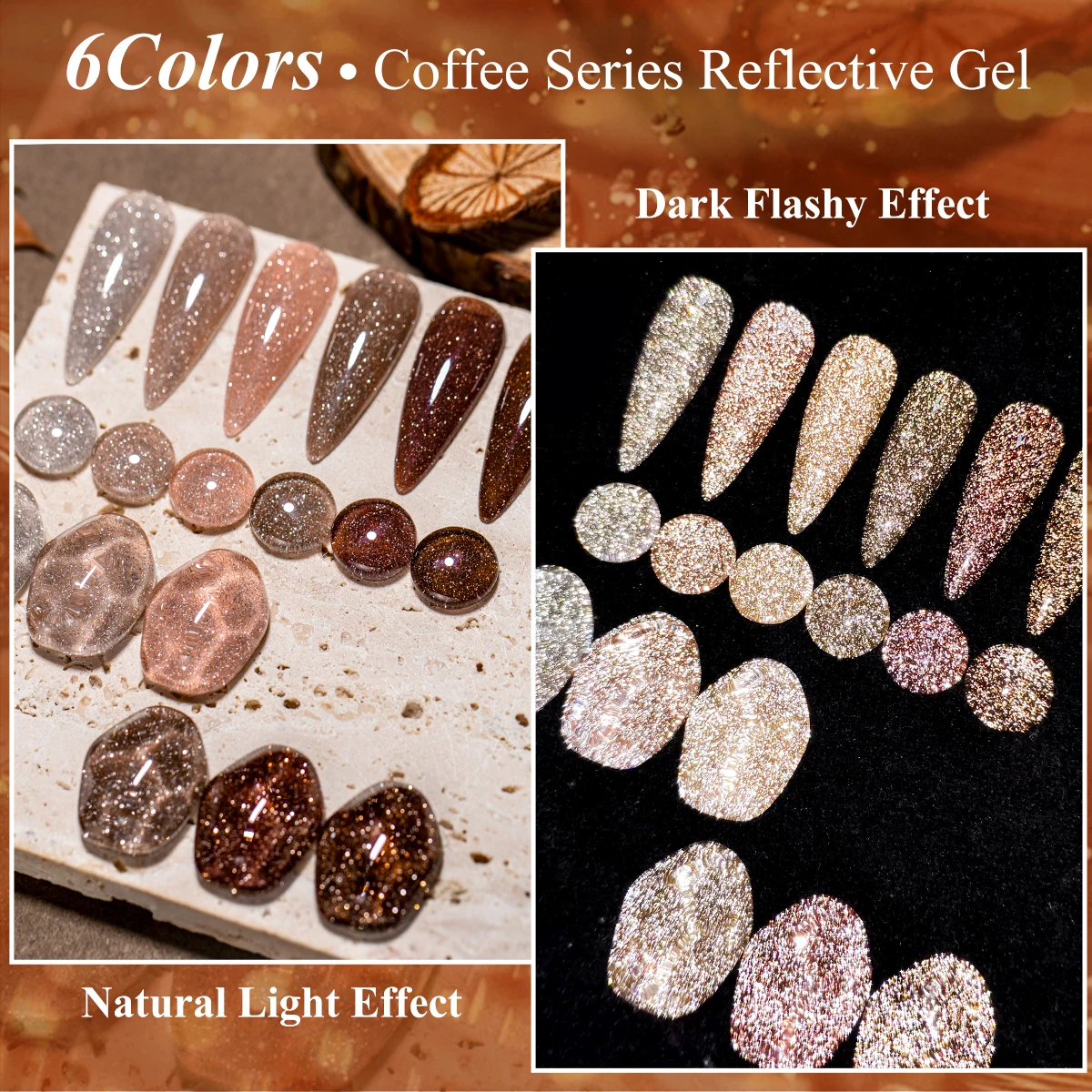 10 ml FOUR LILY Coffee Series Reflektierender Gel-Nagellack, semi-permanent, Soak Off UV-Gel, LED-Nagellack, Maniküre-Design