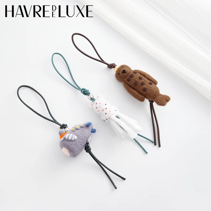 Sheepskin bag charm submarine octopus seal cute animals felt pendant keychain decorate woman gift bag accessories