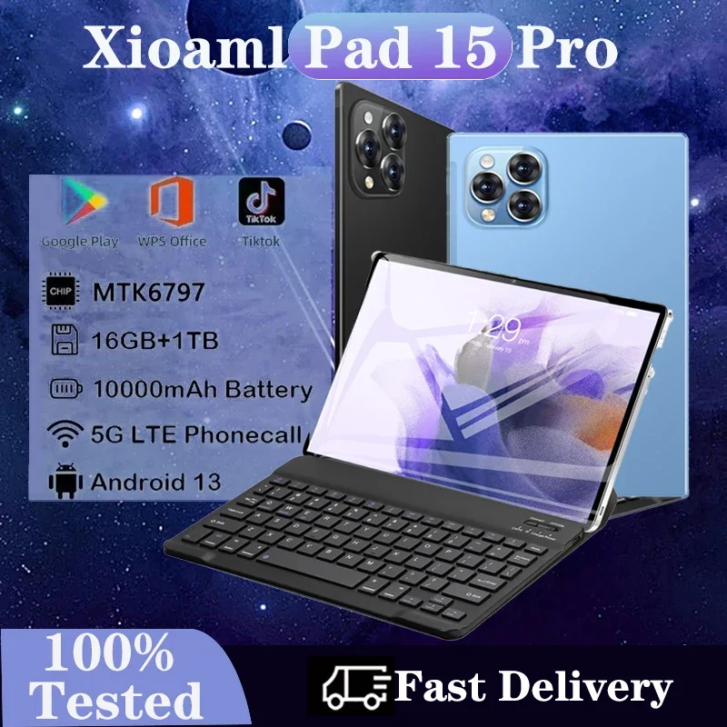 New Global Version Pad 15 Pro Tablet Android 13 11Inch 16GB 1TB 5G Dual SIM Phone Call GPS Bluetooth WiFi Tablet PC 2024 Tablets