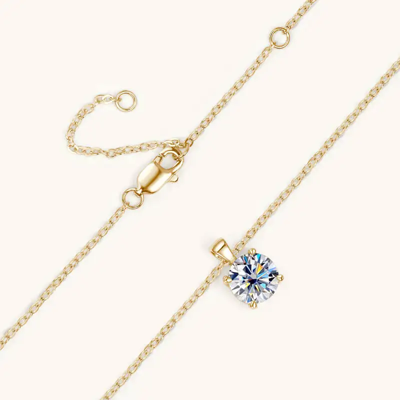 Ty 6,5 mm 1 Karat D Moissanit Solitär-Tropfenhalsketten, 18 Karat vergoldeter Anhänger, original echte 925er Silberkette, Schmuck für Damen – Detail 5