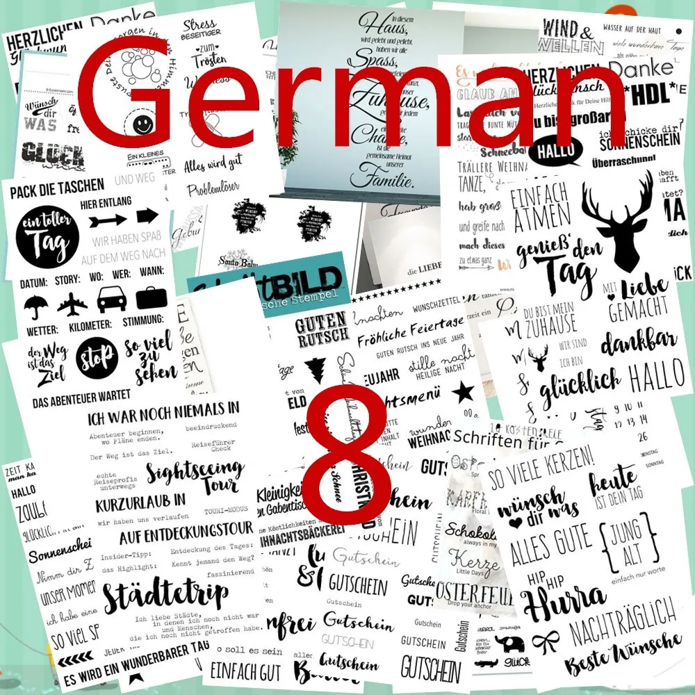 German word Metal Cutting Dies and clear Stamps 8