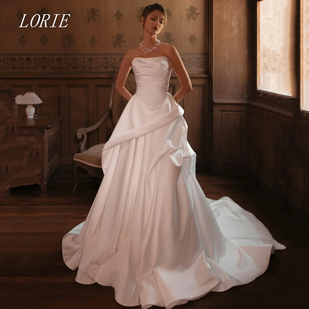 

LORIE Luxury A Line Wedding Dress Strapless Bridal Dresses Elegant Wedding Gown Customized 2026