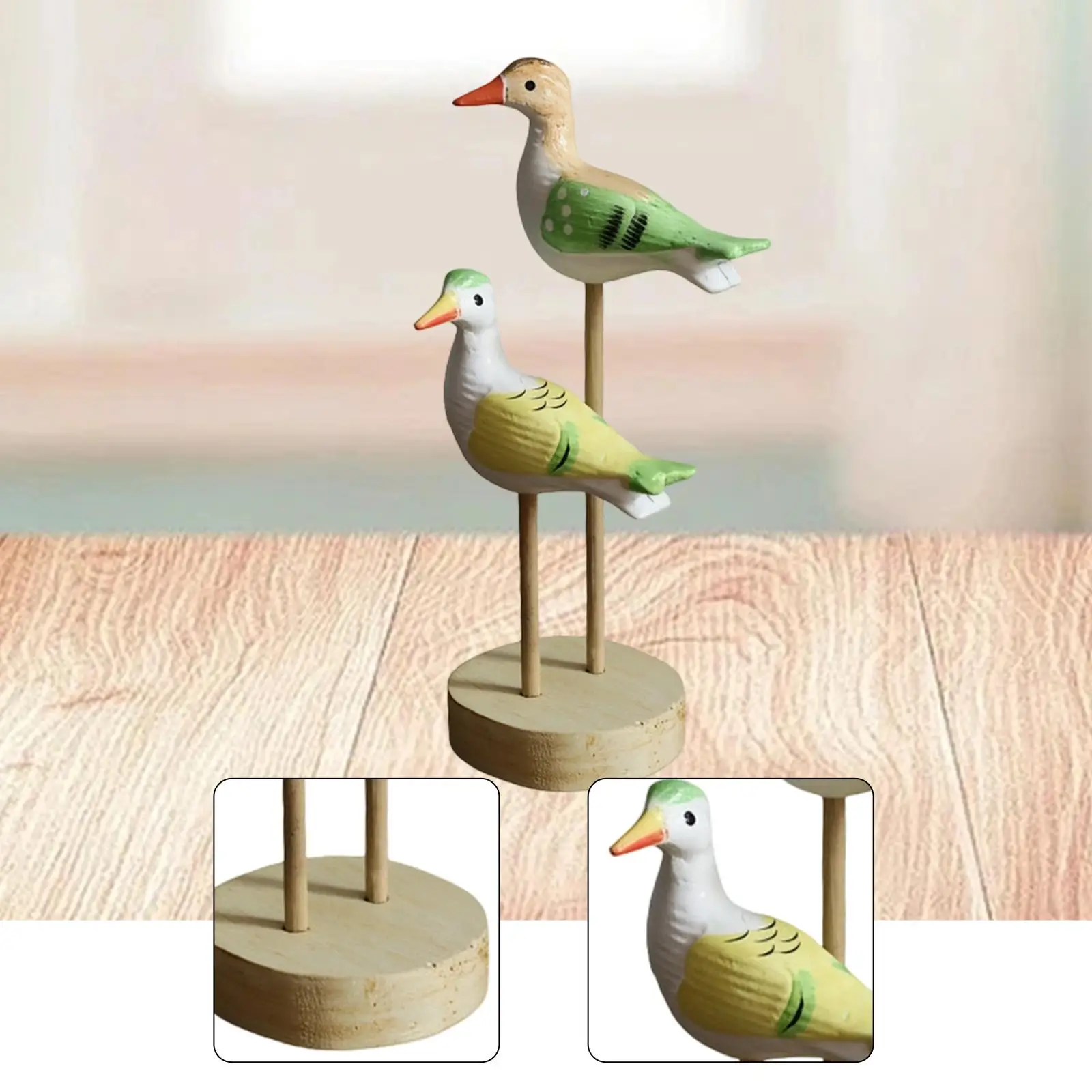 Nordic Wooden Bird Figurine Painted Desktop Statue Artistic Tabletop Decor for Room Decoration Accessories