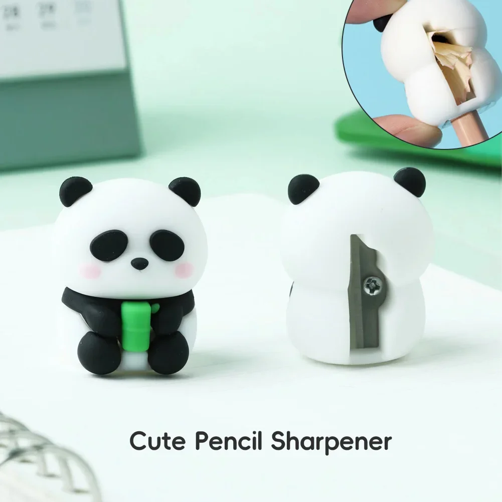 Kawaii Panda Hamburger Manual Pencil Sharpener Cute Silicone Pencil Cutter Student Kids Christmas Gift School Office Supplies