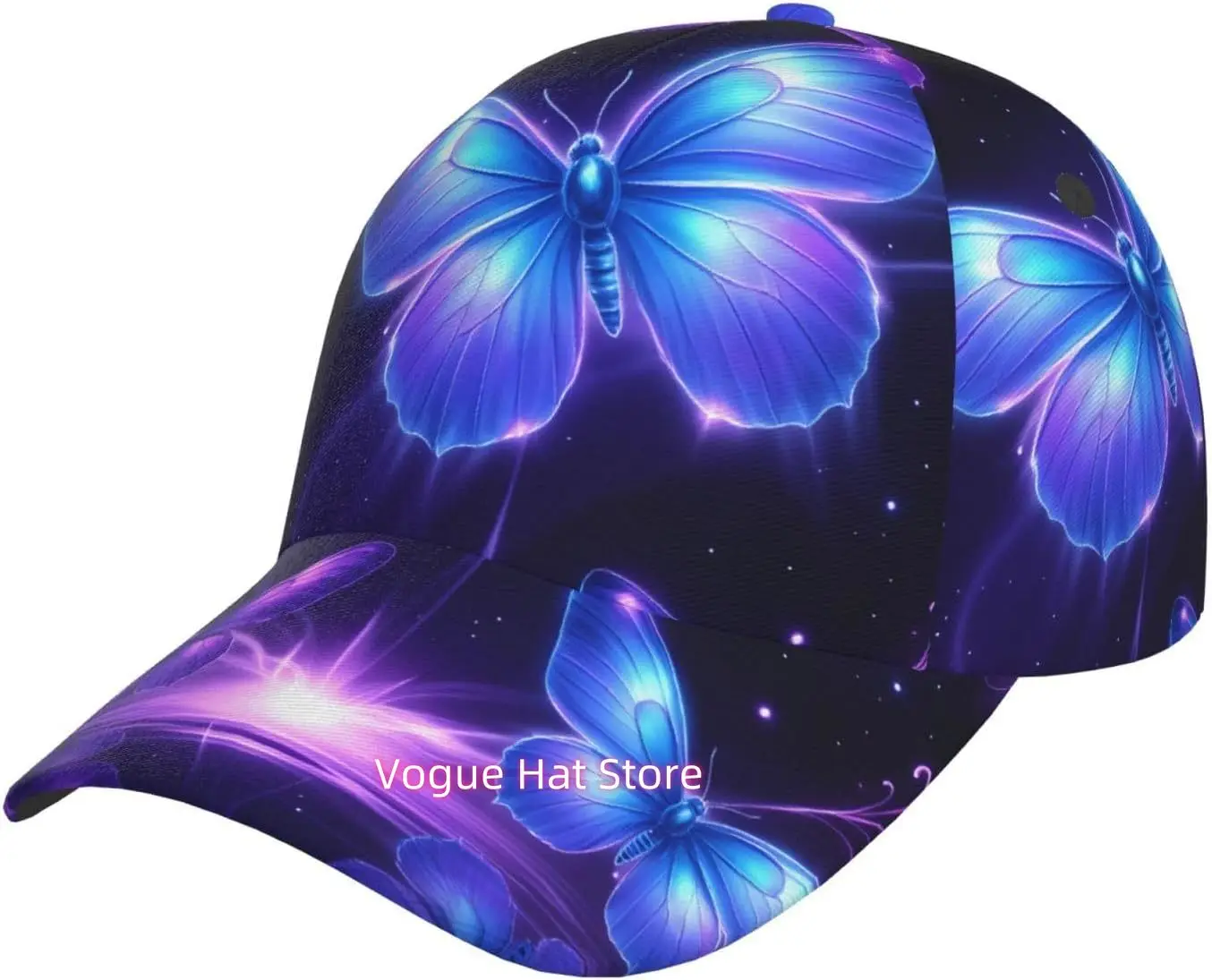 Butterfly Fantasy Reflection Pattern Baseball Cap Adjustable Cotton Baseball Hat for Sports, Outdoor, Travel Gifts for Men Black