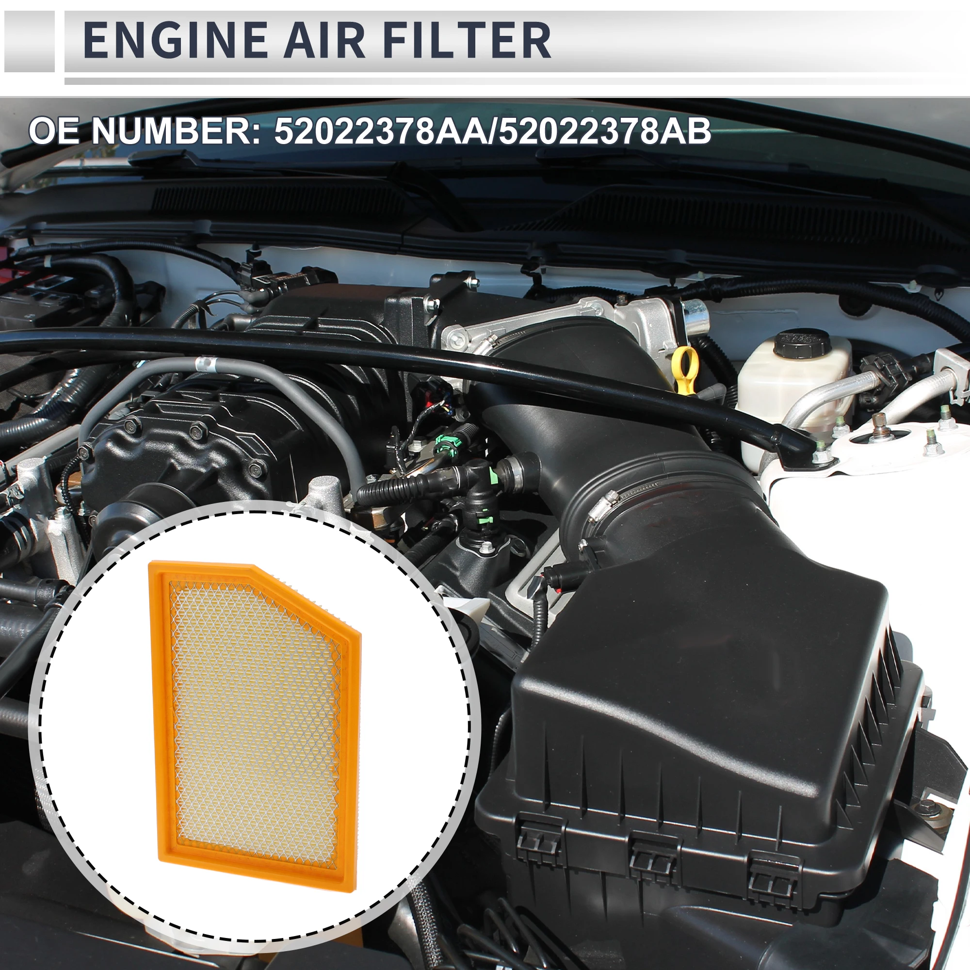 X Autohaux Engine Air Filter for Jeep Cherokee 2014-2018 Long Life Element Filter Air Cleaner No.52022378AA/52022378AB 1 Pc