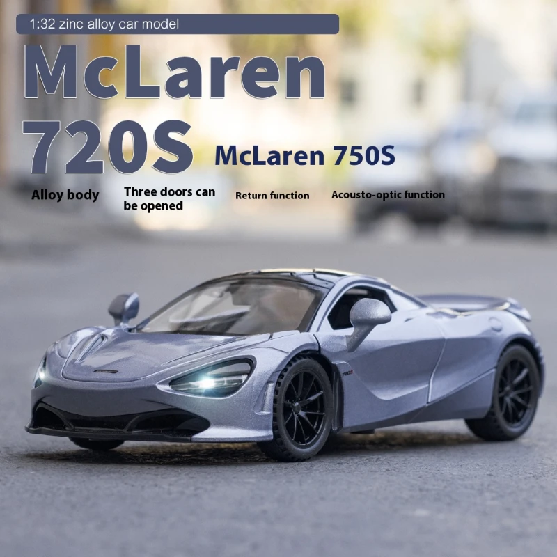 1:32 McLaren 720s Sports Car High Simulation Alloy Metal Diecast Model Car Sound & Light Gifts For Boyfriend Present With Boys