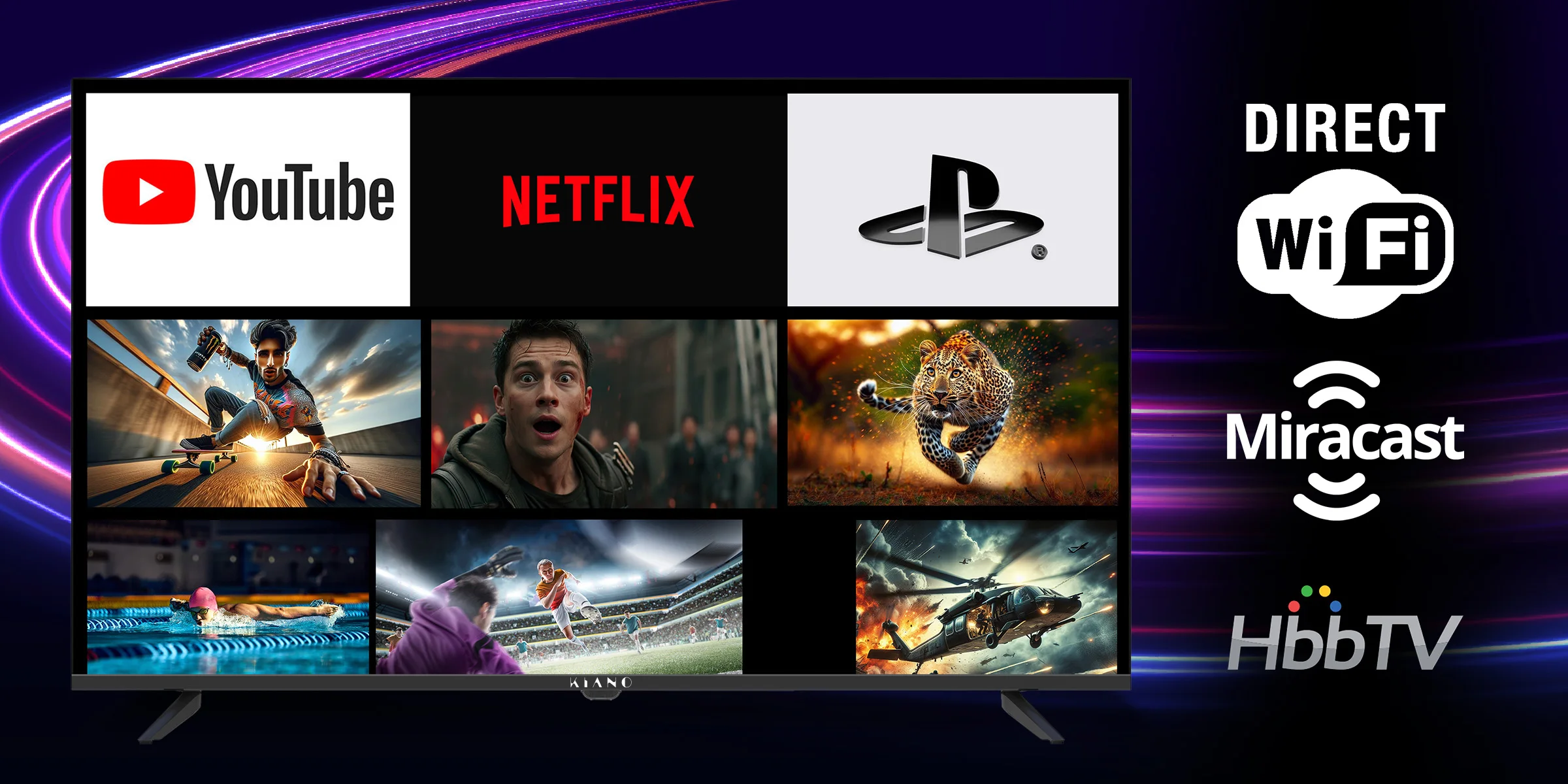 Kiano Elegance TV LED TV 43" 4K Smart Tv UHD Negro PVR WiFi