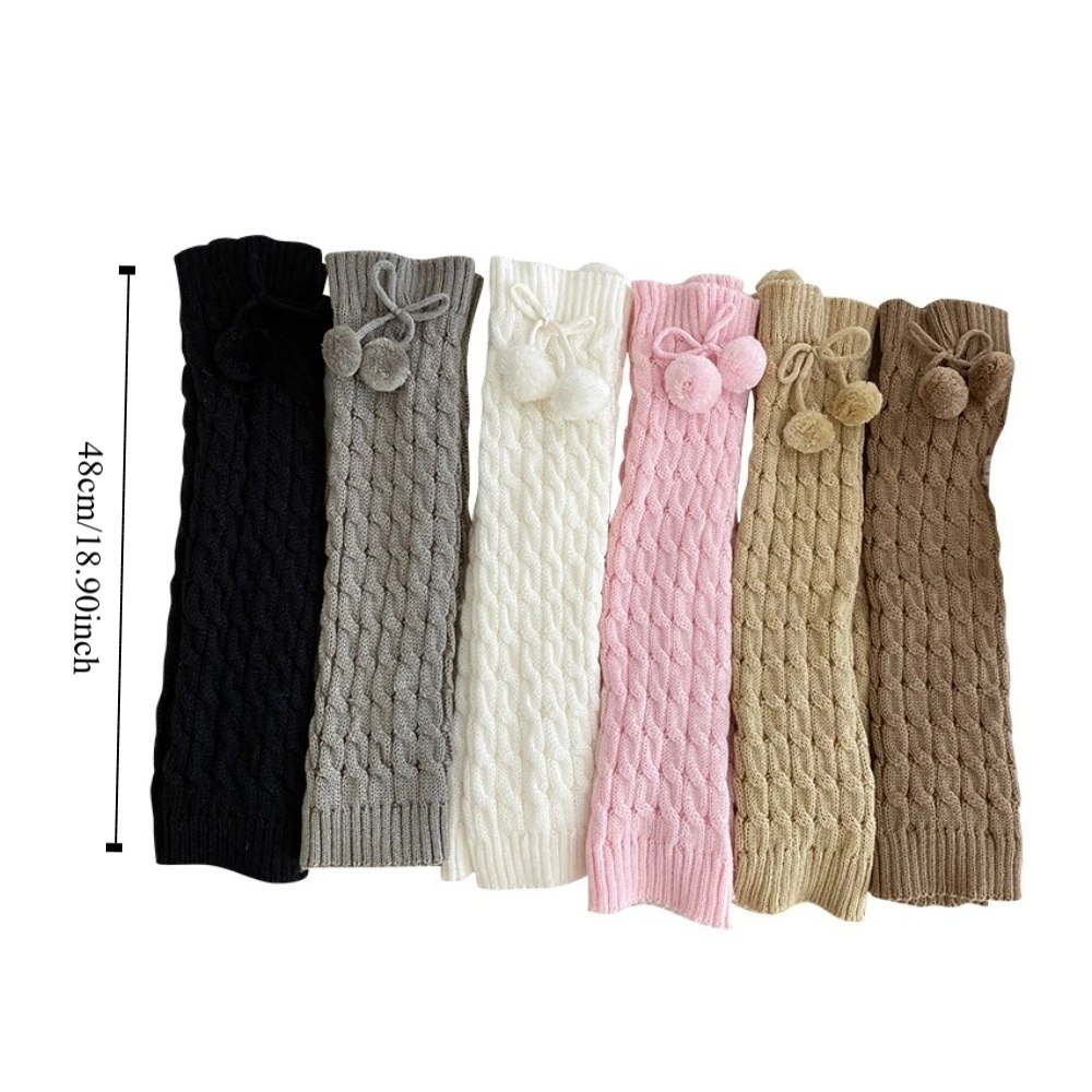 Fashion Korean Style Children's Leg Warmers Balletcore Harajuku Knitted Leg Cover Woolen Foot Cover Plush Ball Leg Socks Girls