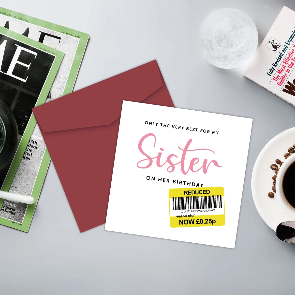 1 Stück lustige Geburtstagskarte für die Schwester, reduzierte Karte, humorvolle Geburtstagskarte für die Schwester mit Umschlag, Geburtstagsgeschenke für die Schwester. – Detail 10