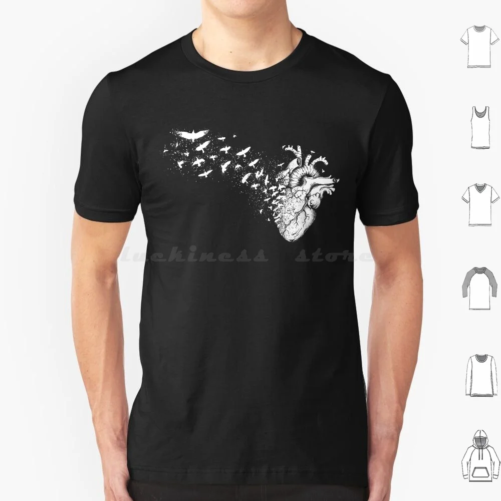 Oiseaux volants t-shirt coton hommes femmes bricolage impression coeur oiseaux oiseau Concept Style sauvage à vie philosophie style de vie humeur Cool