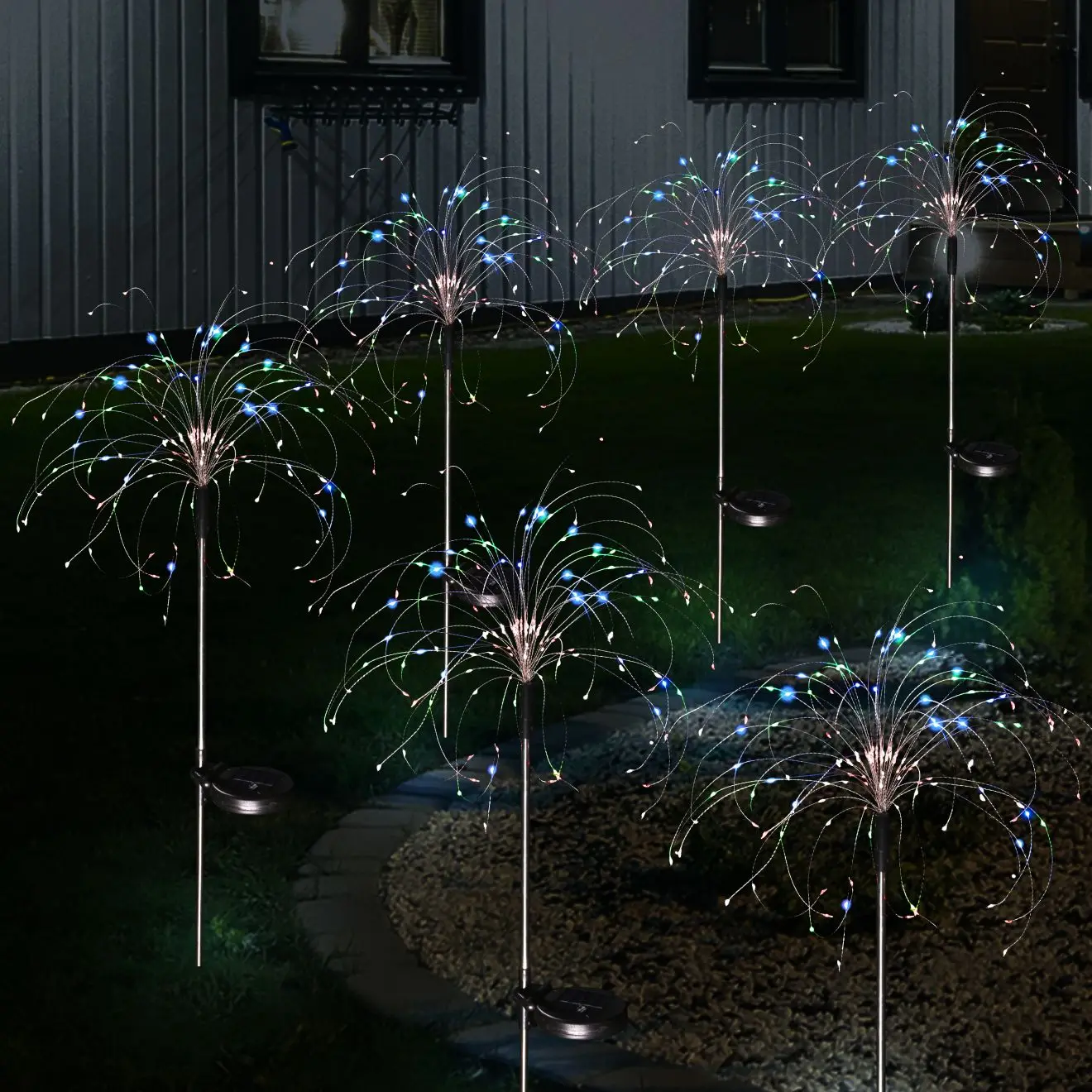 NEW Solar Fireworks Lights Outdoor Waterproof Solar Garden Lights 8 Lighting Modes With Remote Control Decorations Light