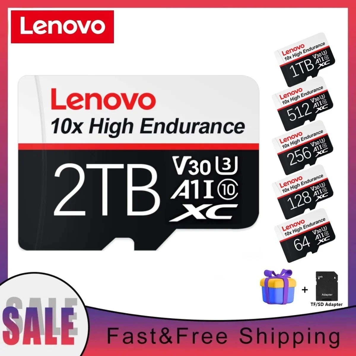 Lenovo 2TB Micro TF SD Card A2 V30 1TB SD Memory Card High Speed Flash SD Card A2 512GB For Nintendo 64 Nintendo Switch PS4 Ps5