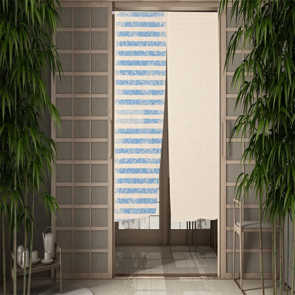 Contrasting Colors Flower Door Curtain Dining Kitchen Door Curtain Japan Partition Curtain Drape Entrance Hanging Half-Curtains