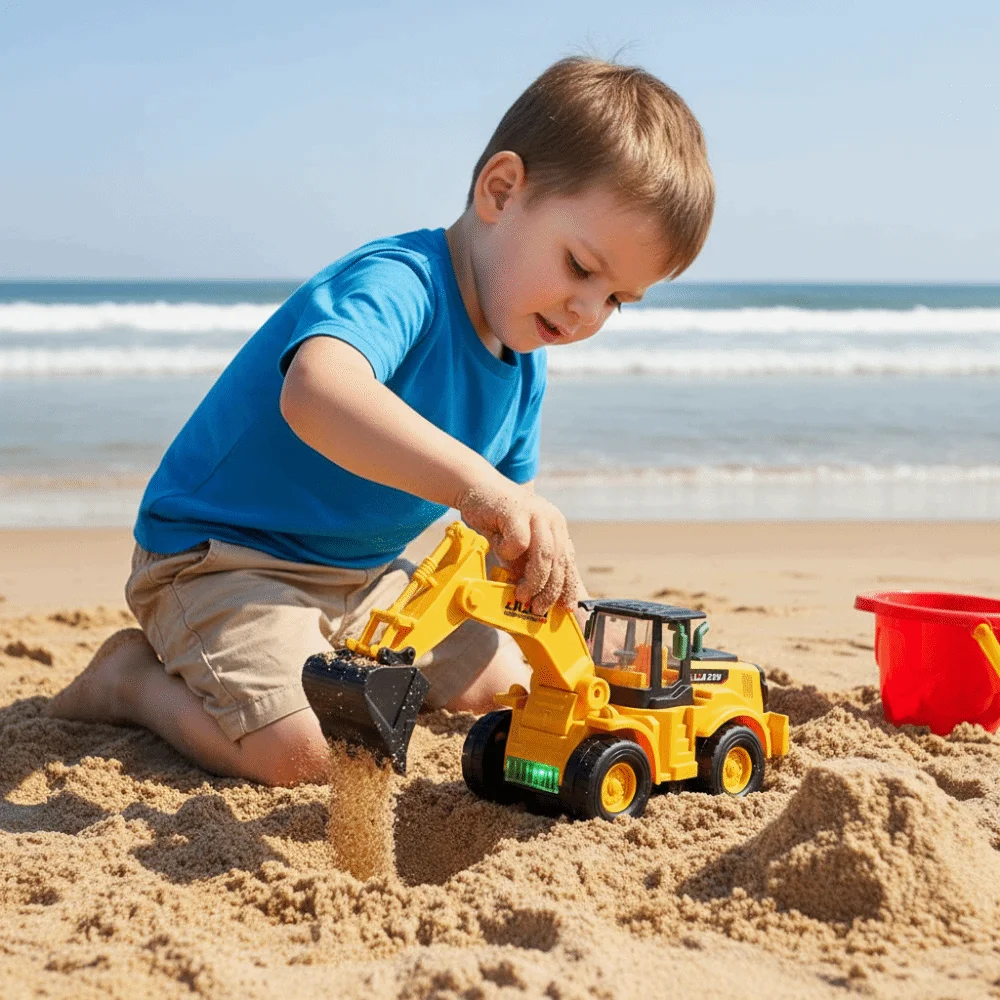 Kleurrijke muziek Elektrische graafmachine Lichteffecten Kinderen Gits Elektrische bulldozer Universele wielen Techniekvoertuig