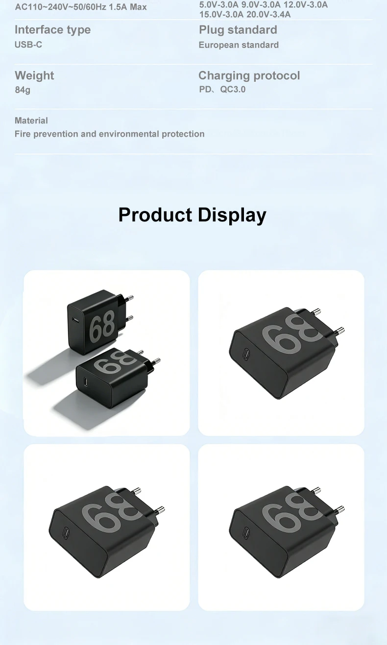 NEUES Original 68W Motorola Ladegerät USB C Typ-C Schnellladegeräte für Motorola Telefonadapter 68W Schnellladekabel Zubehör – Detail 9