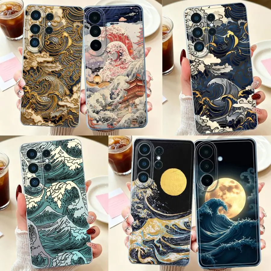 Phone Cover Case for Samsung Galaxy S26 Ultra S24 S21 S25 Edge S25Ultra S23 S20 Plus Note 20 Ultra 10 S22 FE S26 Foaming Wave