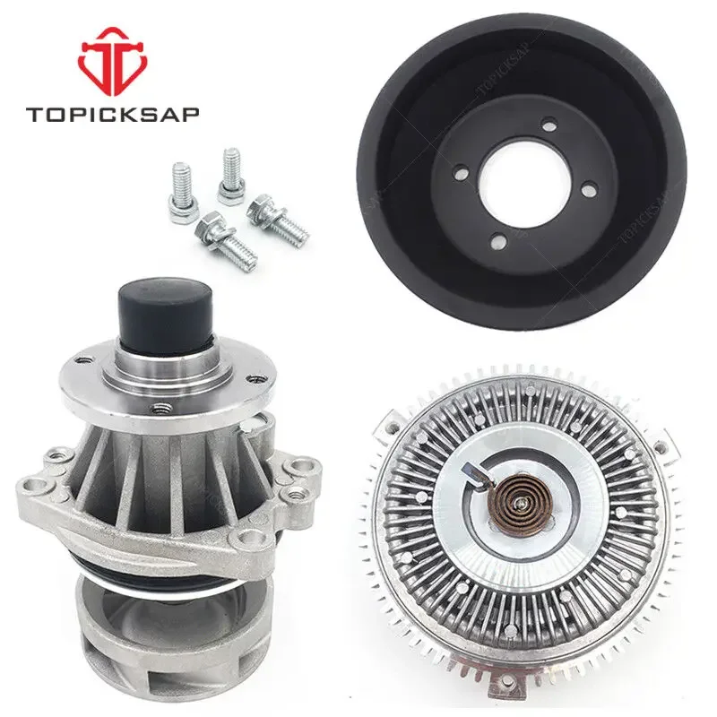 TOPICKSAP 3Pcs Engine Water Pump Fan Clutch Pulley Kit for BMW E39/X5 E53/E46/Z3 325i/328i/330xi/525i/528i 1998-2006 Suspension