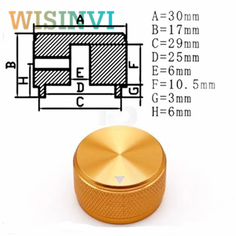 1 Stück Gerändelte Aluminiumlegierung Drehknopfkappe 30 * 17mm Potentiometerknopf Audioknopfkappe Röhrenverstärker Innenloch 6,0MM – Detail 6