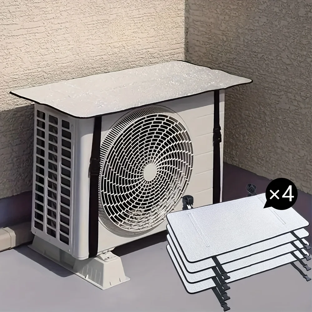 غطاء مكيف الهواء الخارجي - طبقة مزدوجة، تظليل الشمس، موفر للطاقة، 80 × 40 سم، أبيض مع تهوية، سهل التركيب #6