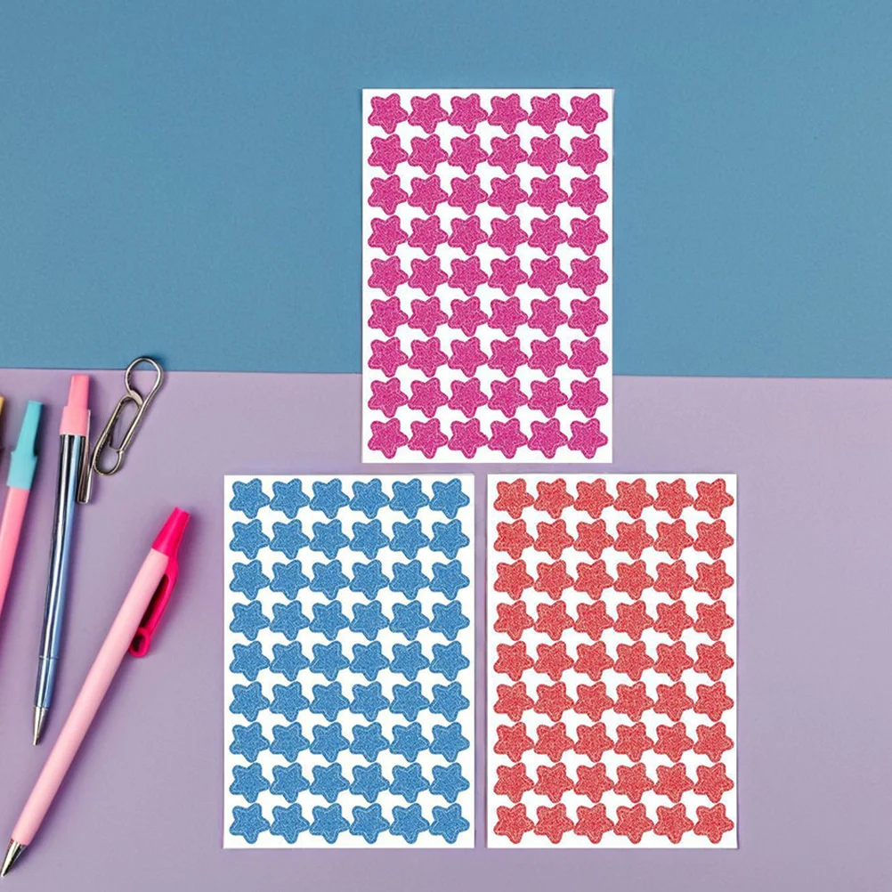 

6 Sheets Colorful Glitter Star Stickers Self-Adhesive Shiny Mini Reward Stickers for Classroom Behavior Charts School Supplies