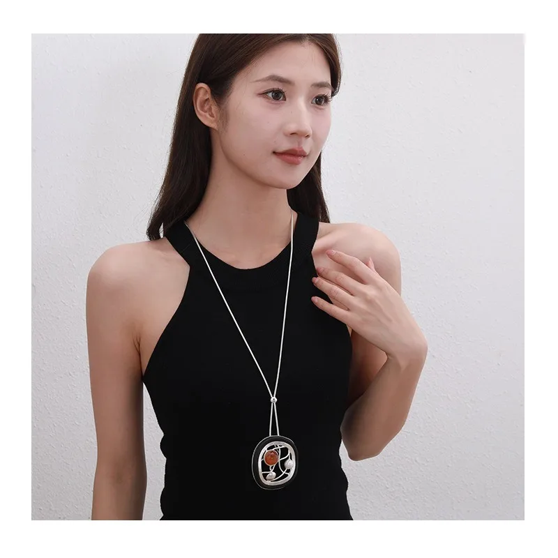 

Sweater Chain Foreign Trade Jewelry Metal Exaggerated Alloy Necklace Long Chain Silver High-end Long Necklace