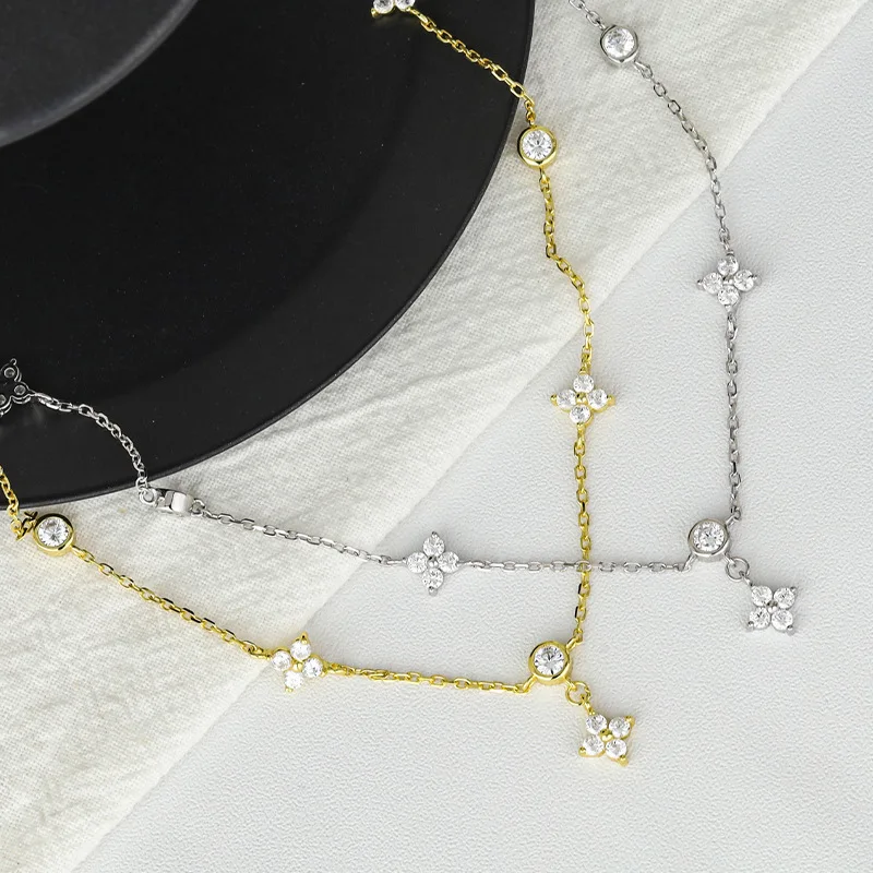 1.6cttw Full Real Moissanite Necklace For Women S925 Sterling Silver Neck Chain Wedding Birthday Party Gifts Jewelry Wholesale