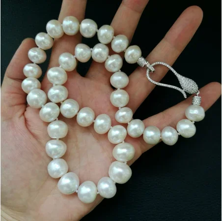 

Natural freshwater pearl 10-12mm pearl necklace crystal clasp 18inch