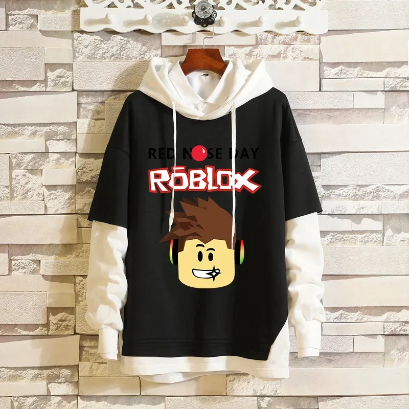 New Two-dimensional Peripherals Roblox Game Peripherals Male and Female Students Trendy Casual Fake Two-piece Sweater