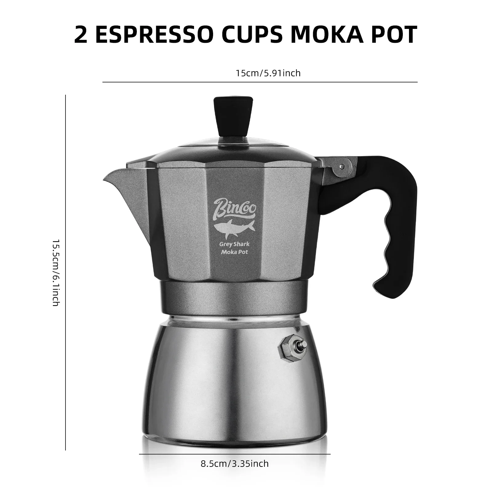 Bincoo 2 Cups Double Valve Moka Pot Aluminium Alloy Coffee Pot Cafe Machine Espresso Coffee Makers Camping Barista Tool - view 5