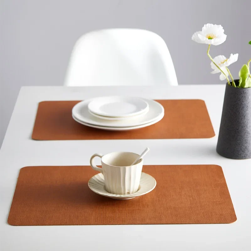 Square Cloth Pattern Double-sided Two Color Leather Placemat Household Tea Mat Waterproof and Oil Proof Meal Insulated Bowl Mat