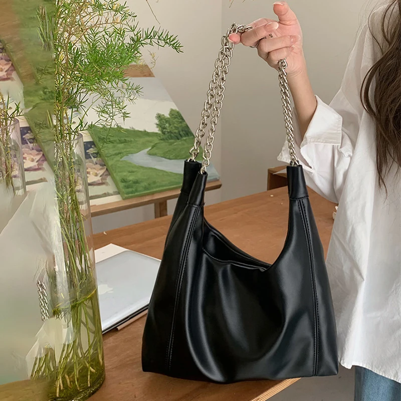 Bolsos de mano coreanos de gran capacidad para mujer, bolsos de hombro de cuero PU suave, Compras, Viajes, Ita, bolsos Casuales