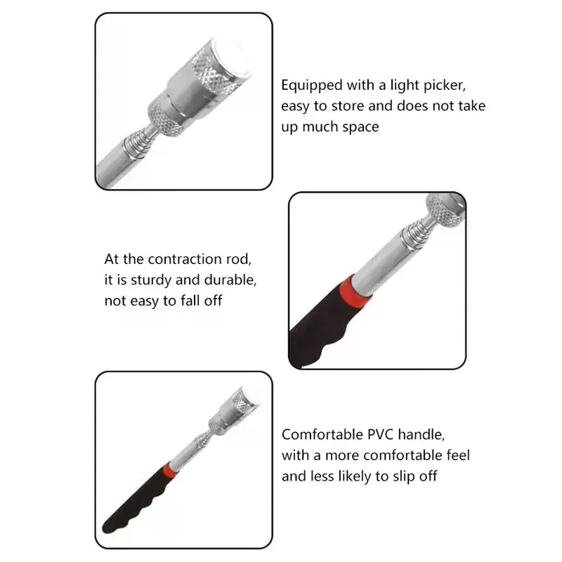 

Телескопическая магнитная ручка, винт, гайка, болт, выдвижной магнитный инструмент, портативный светодиодный светильник с длинным вылетом, регулируемый стержень для захвата