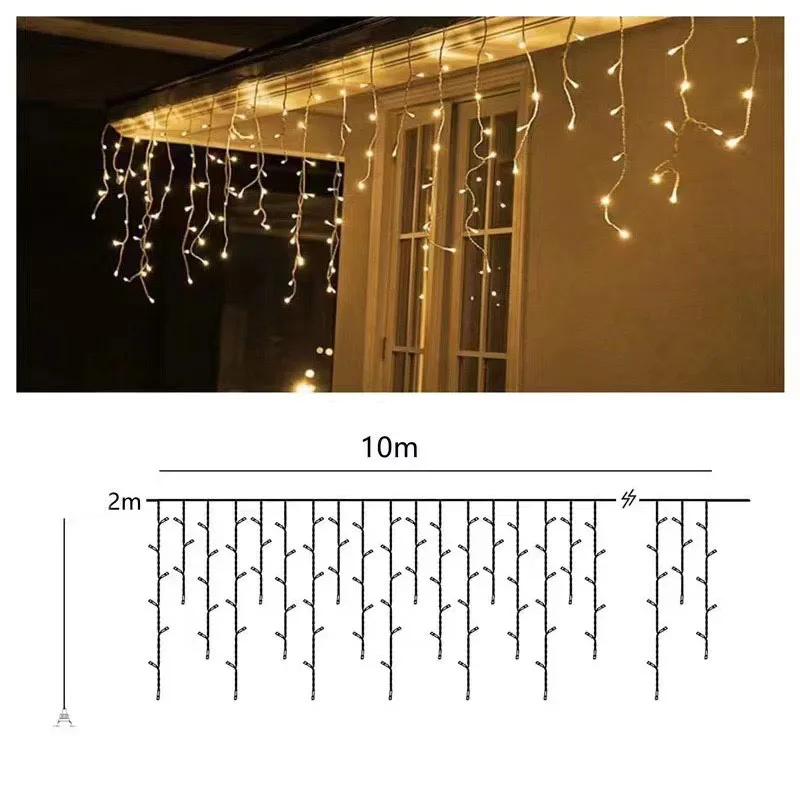 Solar Powered Curtain  Lights Remote Control Waterproof Starry Light Suitable for Outdoor Restaurant