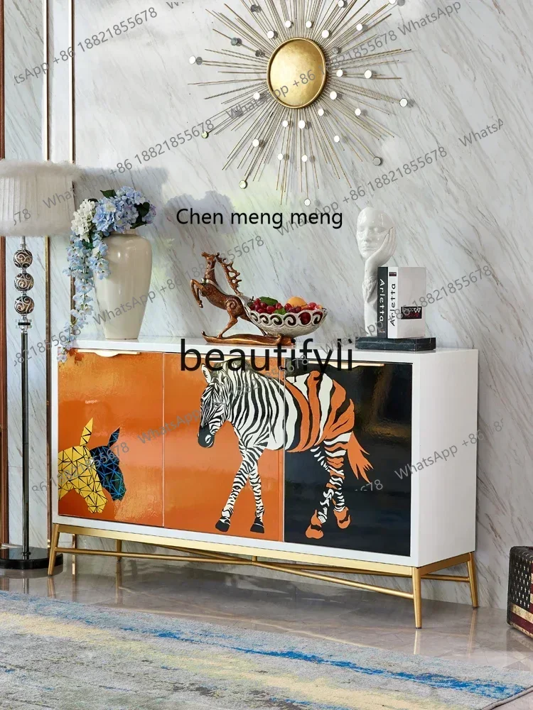 A182 C Postmoderno semplice verniciato zebrato portico scarpiera scarpiera armadio decorativo soggiorno sala da pranzo lato